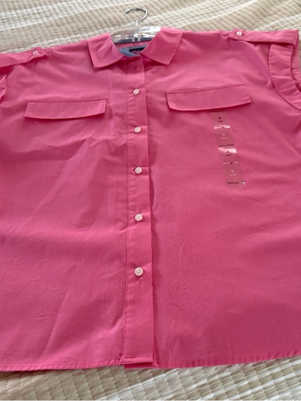 Nautica Hot Pink Short Sleeve Button-Down Shirt